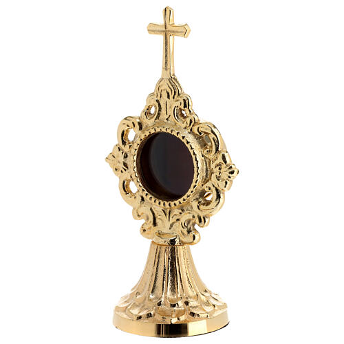 Reliquary with simple base, gold plated brass, 7 in 2