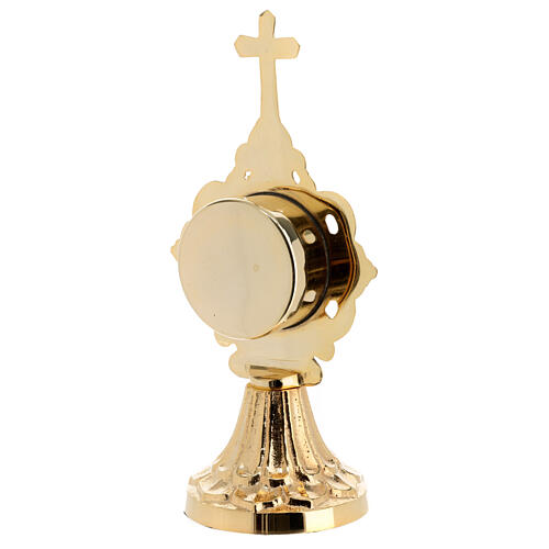 Reliquary with simple base, gold plated brass, 7 in 3