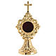 Reliquary with simple base, gold plated brass, 7 in s1