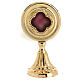 Modern round reliquary of gold plated brass, h 6 s1