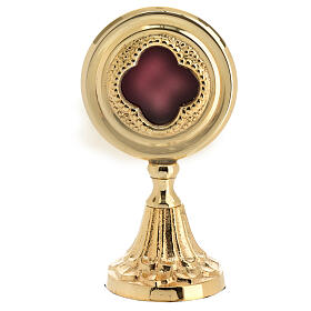 Modern golden brass circular reliquary h 15 cm