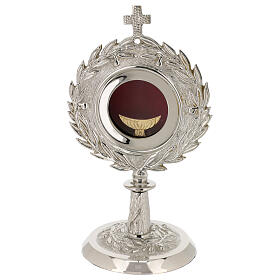 Silver-plated brass monstrance with floral pattern for 2.5 in host
