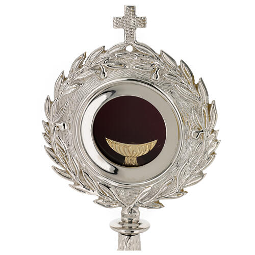 Silver-plated brass monstrance with floral pattern for 2.5 in host 2