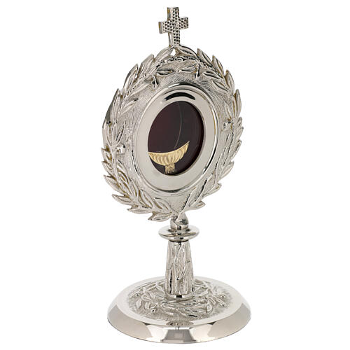 Silver-plated brass monstrance with floral pattern for 2.5 in host 5