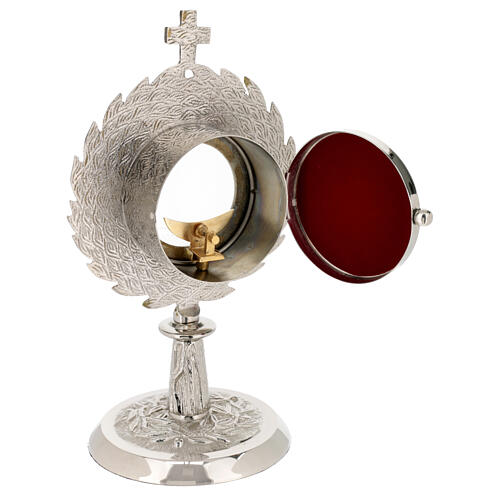 Silver-plated brass monstrance with floral pattern for 2.5 in host 7