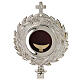 Silver-plated brass monstrance with floral pattern for 2.5 in host s2