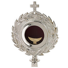 Silver-plated brass monstrance with floral decoration for hosts 6.5 cm