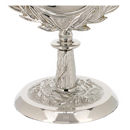 Silver-plated brass monstrance with floral decoration for hosts 6.5 cm 3