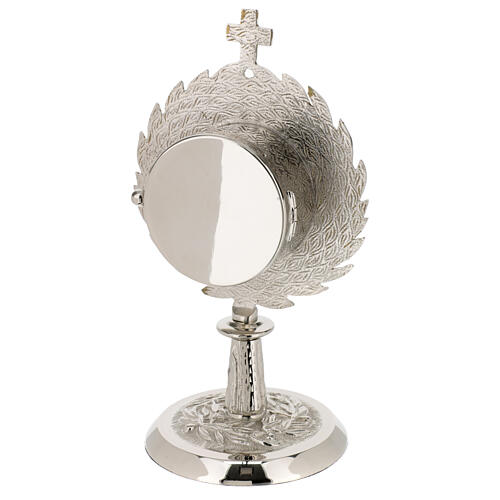 Silver-plated brass monstrance with floral decoration for hosts 6.5 cm 6