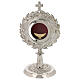 Silver-plated brass monstrance with floral decoration for hosts 6.5 cm s1