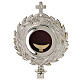 Silver-plated brass monstrance with floral decoration for hosts 6.5 cm s2