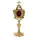Baroque reliquary of gold plated brass, h 12 in, angels s1