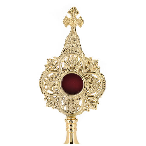 Baroque four-leaf clover reliquary, gold plated brass, h 13 in 2