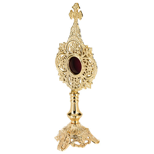 Baroque four-leaf clover reliquary, gold plated brass, h 13 in 3