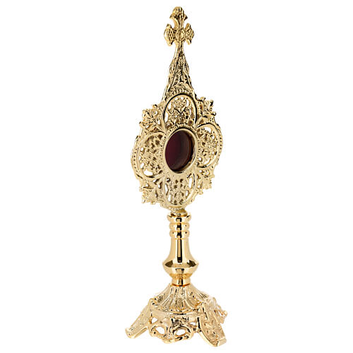 Baroque four-leaf clover reliquary, gold plated brass, h 13 in 6