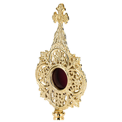 Baroque golden brass four-leaf clover reliquary h 34 cm 4