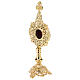 Baroque golden brass four-leaf clover reliquary h 34 cm s3