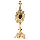 Baroque golden brass four-leaf clover reliquary h 34 cm s6