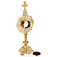 Baroque golden brass four-leaf clover reliquary h 34 cm s8