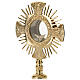 Gold plated brass monstrance with cross and rays, Baroque decoration, h 16 in s2
