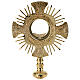 Gold plated brass monstrance with cross and rays, Baroque decoration, h 16 in s4