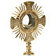 Gold plated brass monstrance with cross and rays, Baroque decoration, h 16 in s7