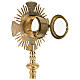 Gold plated brass monstrance with cross and rays, Baroque decoration, h 16 in s8