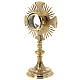 Gold plated brass monstrance with cross and rays, Baroque decoration, h 16 in s10