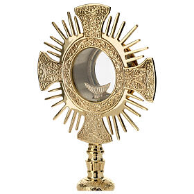 Ostensorio ottone dorato croce raggi decorazione barocca h 40 cm