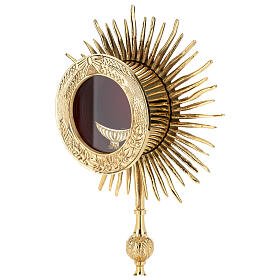 Gold plated brass monstrance with wheat and grapes, h 15 in