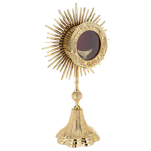 Gold plated brass monstrance with wheat and grapes, h 15 in 4