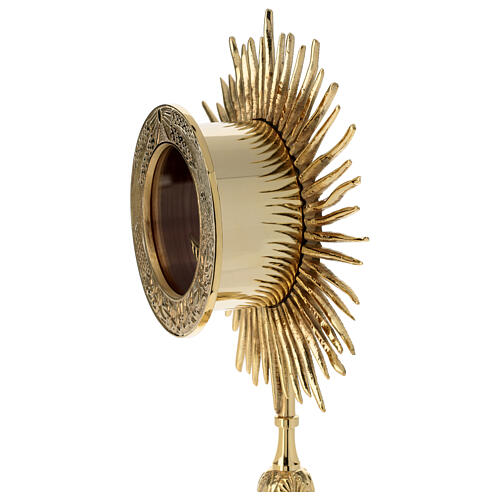 Gold plated brass monstrance with wheat and grapes, h 15 in 5