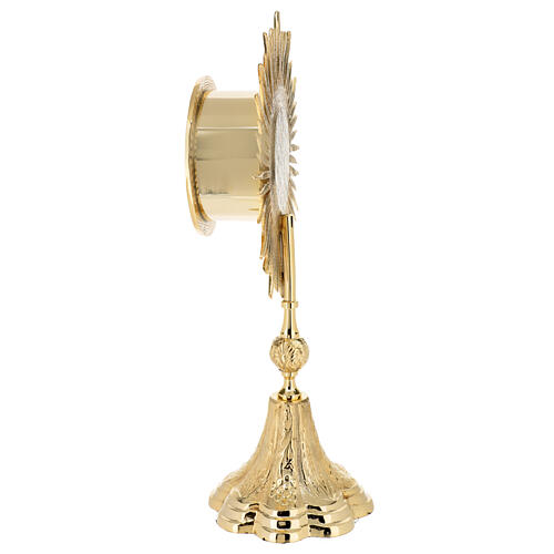Gold plated brass monstrance with wheat and grapes, h 15 in 7