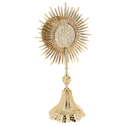 Gold plated brass monstrance with wheat and grapes, h 15 in 8