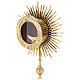 Gold plated brass monstrance with wheat and grapes, h 15 in s2