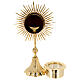Gold plated brass monstrance with wheat and grapes, h 15 in s9