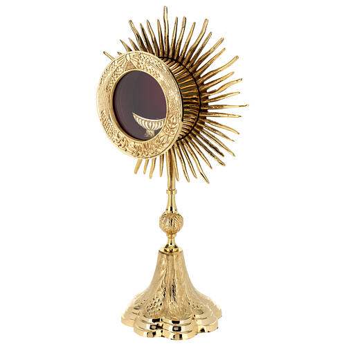 Golden brass monstrance h 38 cm grain and vine 3