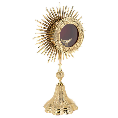 Golden brass monstrance h 38 cm grain and vine 4