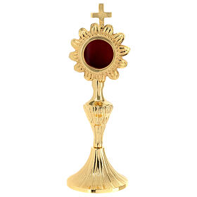 Flower-shaped reliquary, gold plated brass, h 7 in