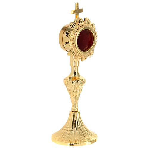 Flower-shaped reliquary, gold plated brass, h 7 in 3