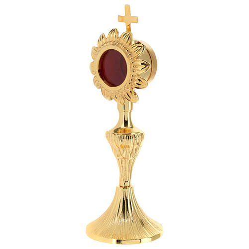 Reliquiario 17 cm h ottone dorato fiore 2