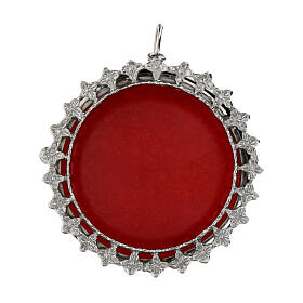 Reliquiario 3,2 cm argento 800 vetro cornice fiori