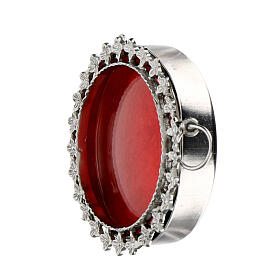 Reliquiario 3,2 cm argento 800 vetro cornice fiori