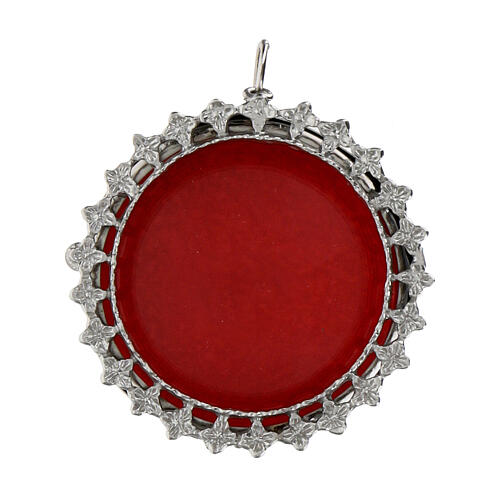 Reliquiario 3,2 cm argento 800 vetro cornice fiori 1