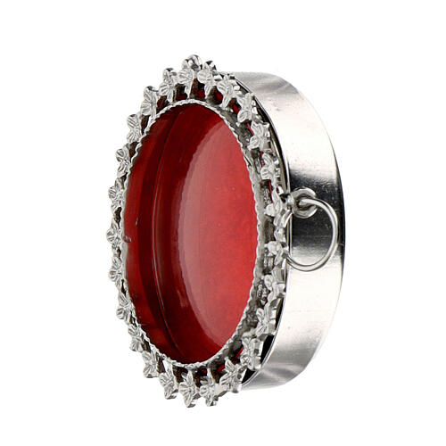 Reliquiario 3,2 cm argento 800 vetro cornice fiori 2