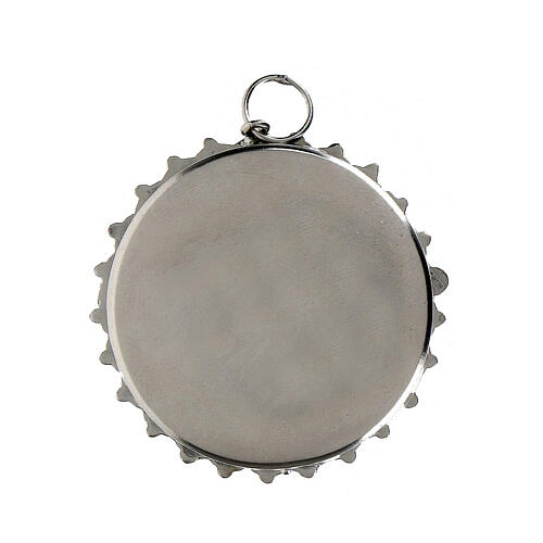 Reliquiario 3,2 cm argento 800 vetro cornice fiori 4