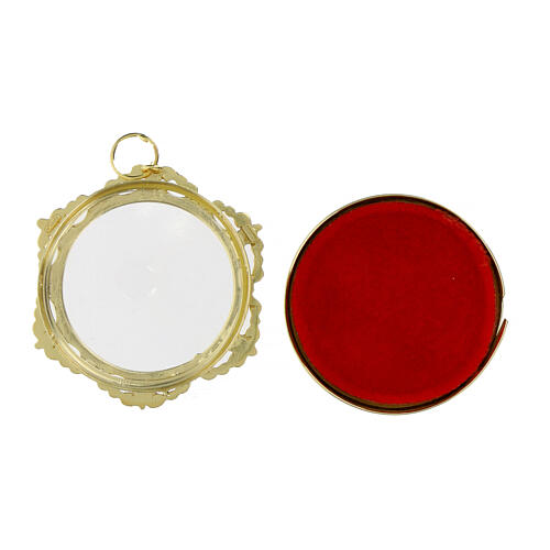 Teca reliquiario cornice ornata argento 800 dorato 3,2 cm 3