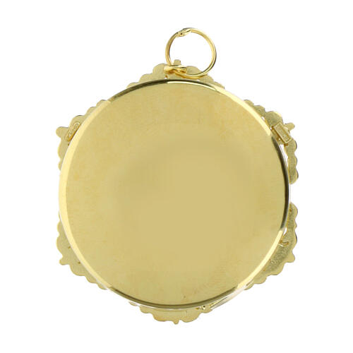 Teca reliquiario cornice ornata argento 800 dorato 3,2 cm 4