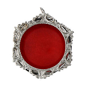 Round reliquary of rhodium-plated 800 silver, 1.2 in