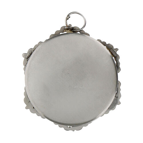 Round reliquary of rhodium-plated 800 silver, 1.2 in 4